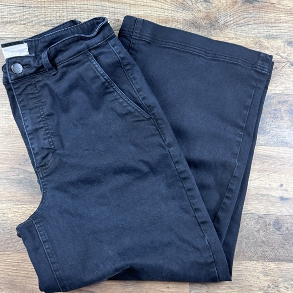 Everlane Pants - Everlane 10 Wide-Leg‎ Pants High Rise Stretch Black Denim Jeans Comfortable